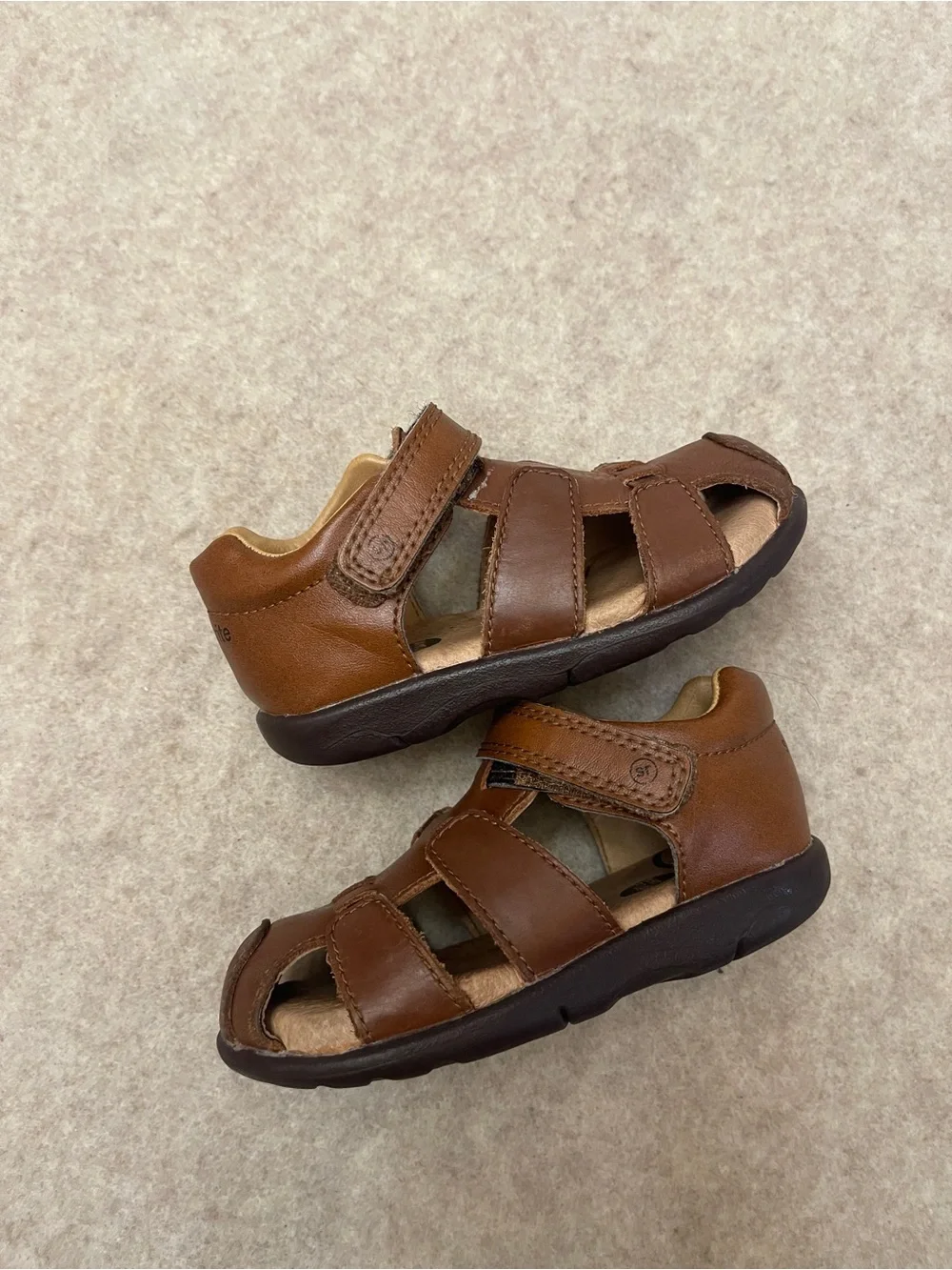 Stride Rite Archie Brown Leather Baby Toddle Fisherman Sandals Boys Size 6.5